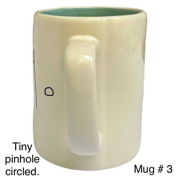 Rae Dunn TEA Mug White Teal Interior Black Large Letter Dimples NWT 2017 OG - Picture 5 of 13